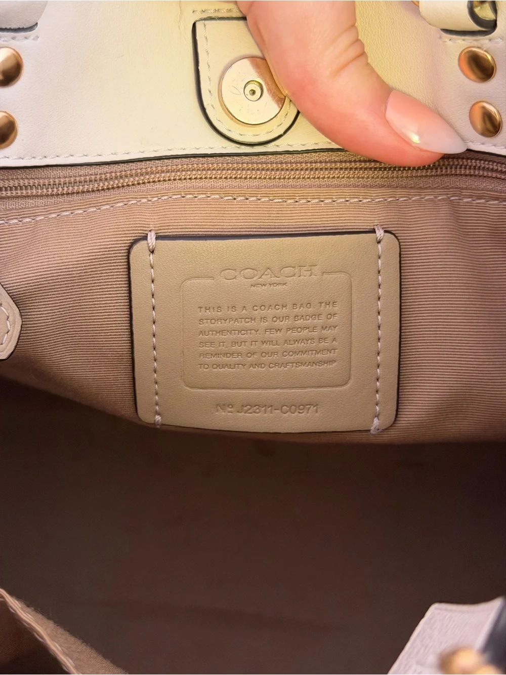 Coach Dempsey Leather Tote 22 in Chalk